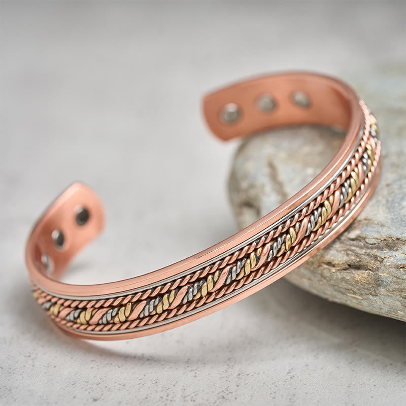 Armband Kupfer Twisted Balance Glück geflochten magnetisch auf Stein