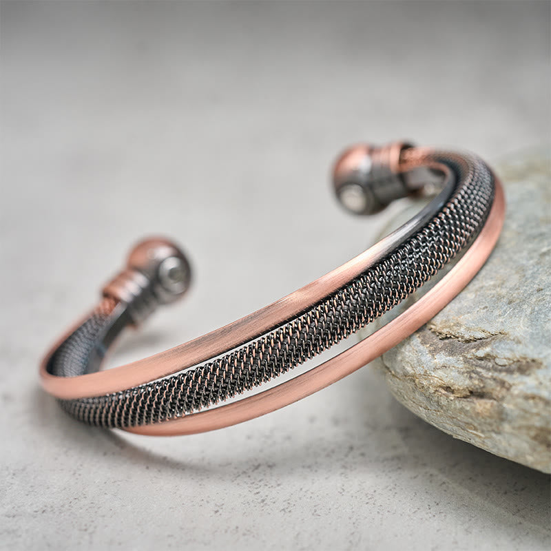 Armband Kupfer Blume Glück Balance Energie geflochten auf Stein