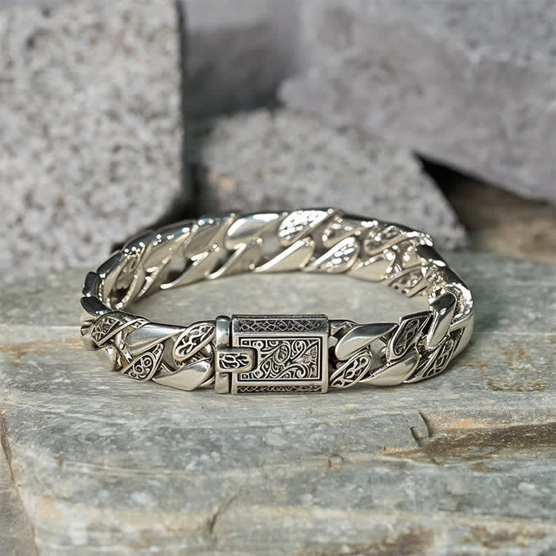 Armband Kupfer Blume Glück Segen Silberglieder graviert Stein Hintergrund
