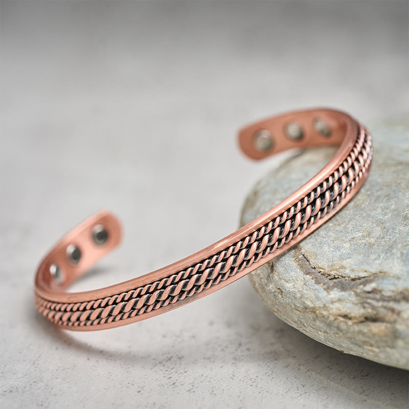 Armband Kupfer Glück Balance Harmonie magnetisch geflochten auf Stein Naturmotiv