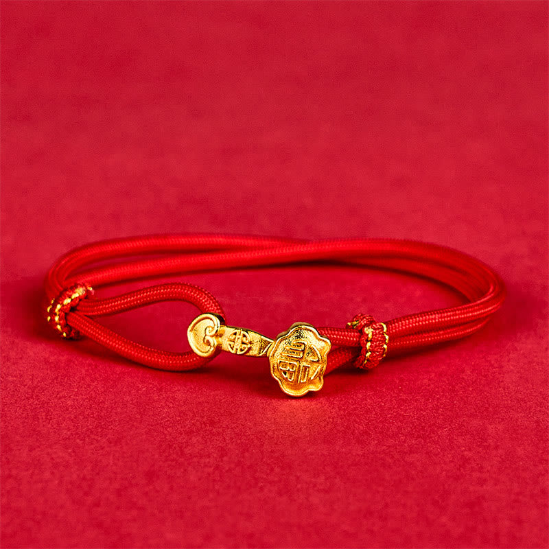 Armband Kupfer Fu-Zeichen Glück Energie rote Schnur Anhänger Handgelenk