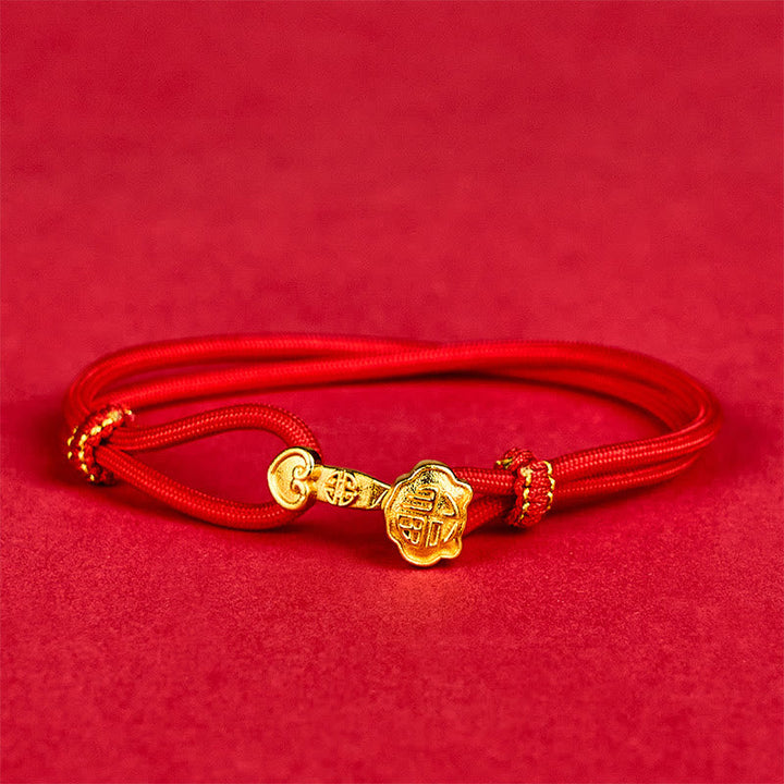 Armband Kupfer Fu-Zeichen Glück Energie rote Schnur Anhänger Handgelenk