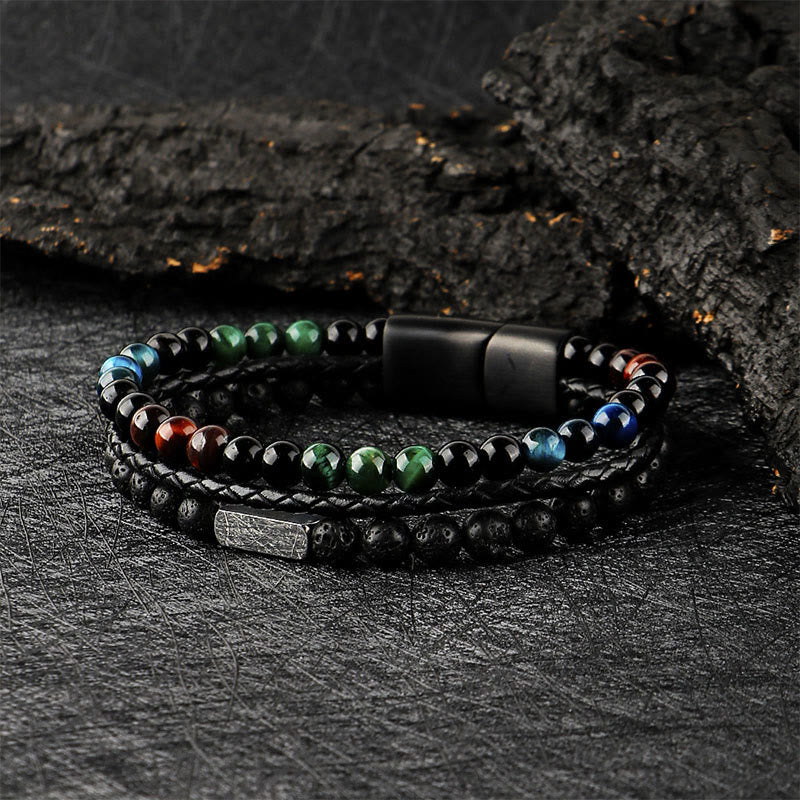 Armband Lavastein Tigerauge – Stärke