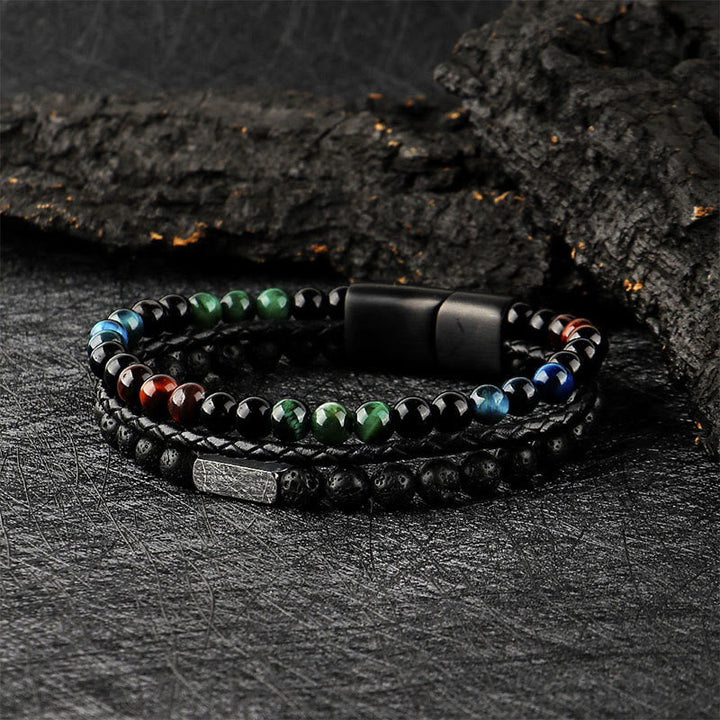 Armband Lavastein Tigerauge – Stärke