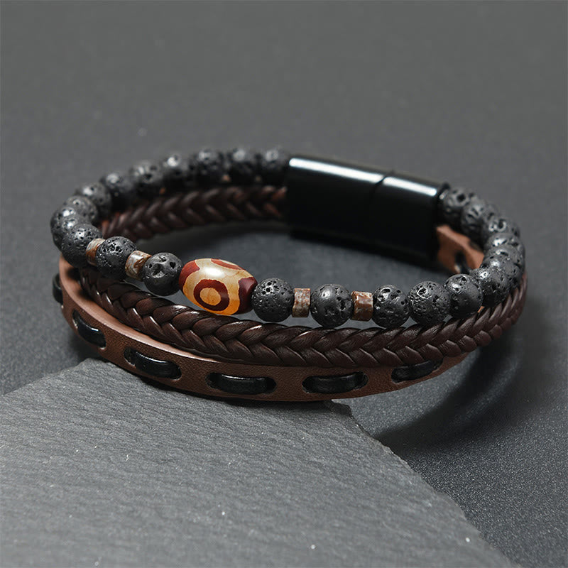 Armband Lavastein – Wohlstand Coffee-Colored Leather(Wrist Circumference: 18-19cm)