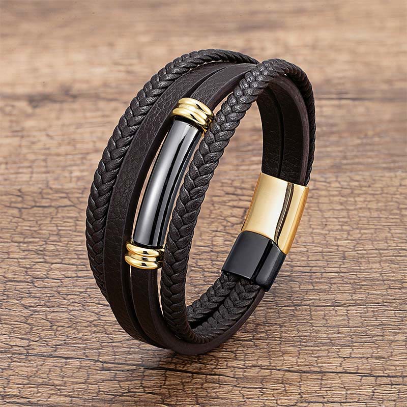 Armband Leder Multi Layered – Balance Black&Gold