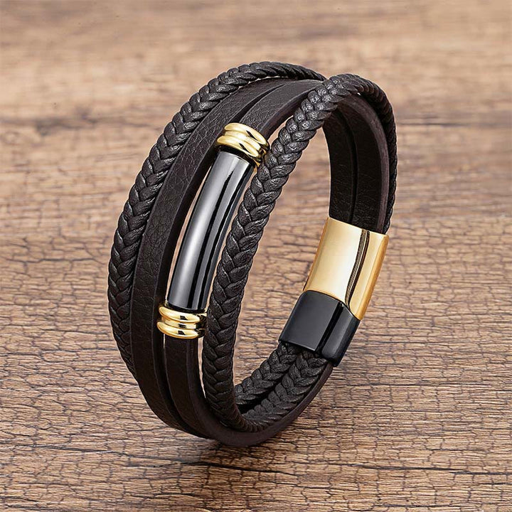 Armband Leder Multi Layered – Balance Black&Gold