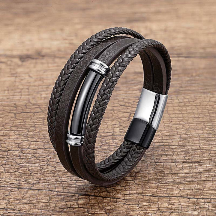 Armband Leder Multi Layered – Balance Black&Silver