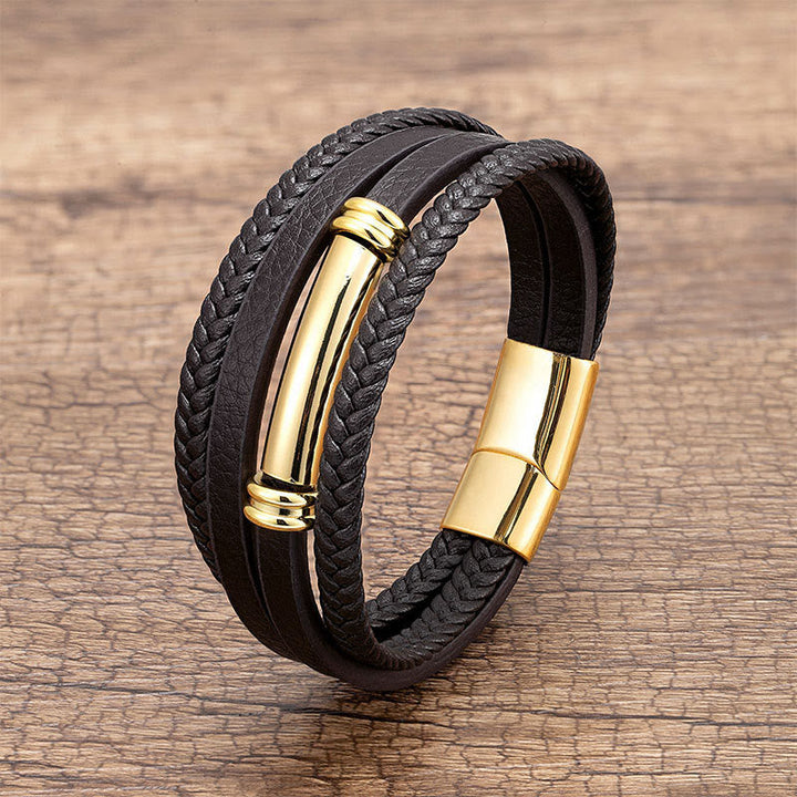 Armband Leder Multi Layered – Balance Gold