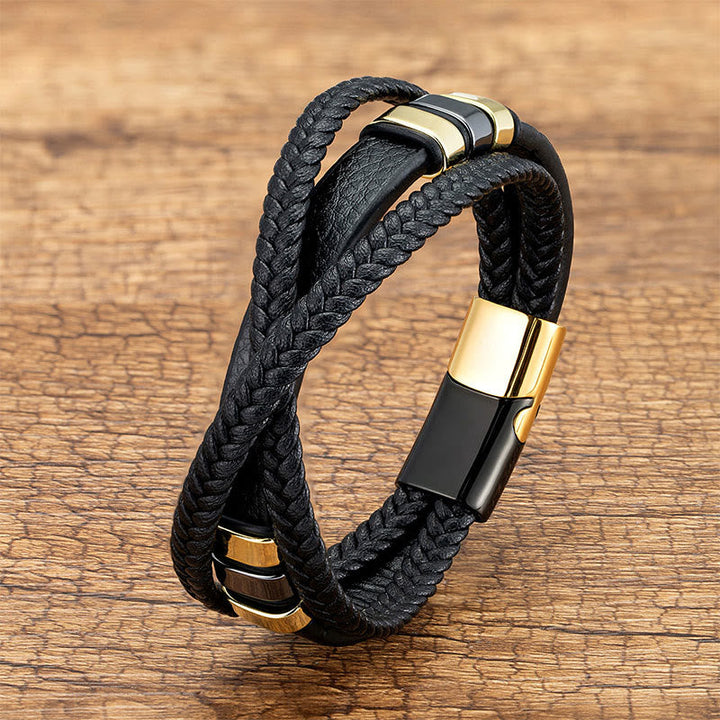 Armband Leder Titan – Balance Black&Gold