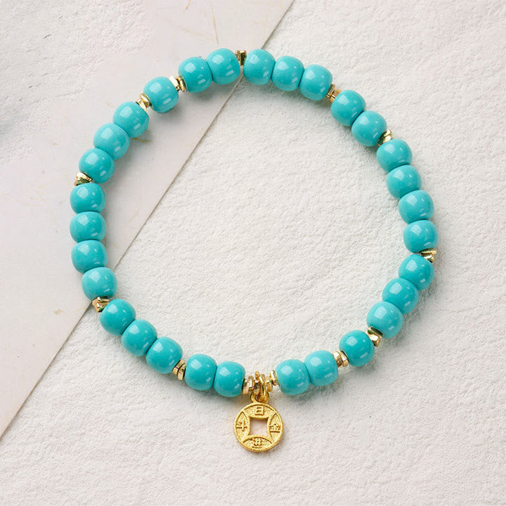 Armband Magnesit Kupferplattiertes Gold Buddha Kupfermünzen-Amulett