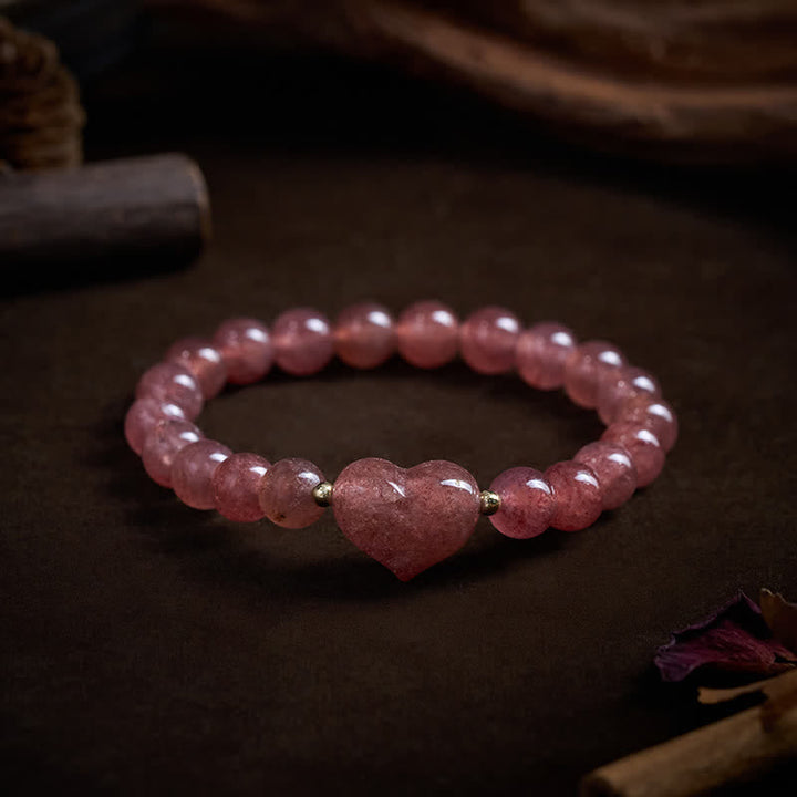 Armband Erdbeerquarz Grüner Aventurin Liebe Herz Perlen rosa Schmuck