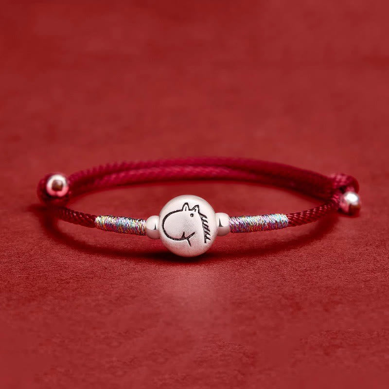 Armband Pferd Sterlingsilber Rote Schnur – Glück