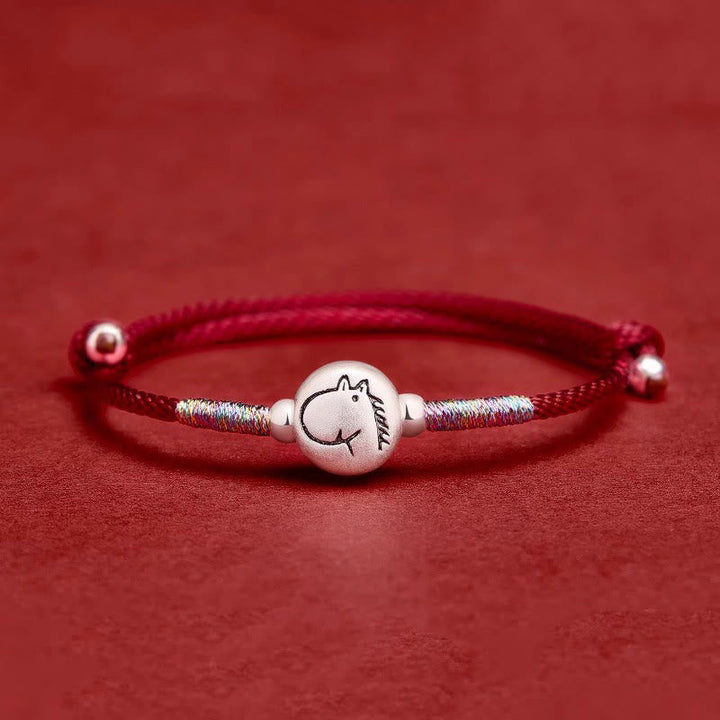 Armband Pferd Sterlingsilber Rote Schnur – Glück