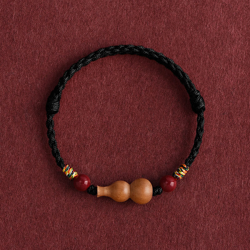 Armband Pfirsichholz – Glück & Wohlstand Black Rope(Wrist Circumference: 15-19cm)