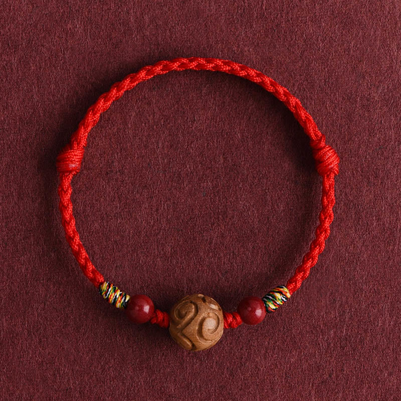 Armband Pfirsichholz Zinnober – Glück Red Rope(Wrist Circumference: 13-18cm)