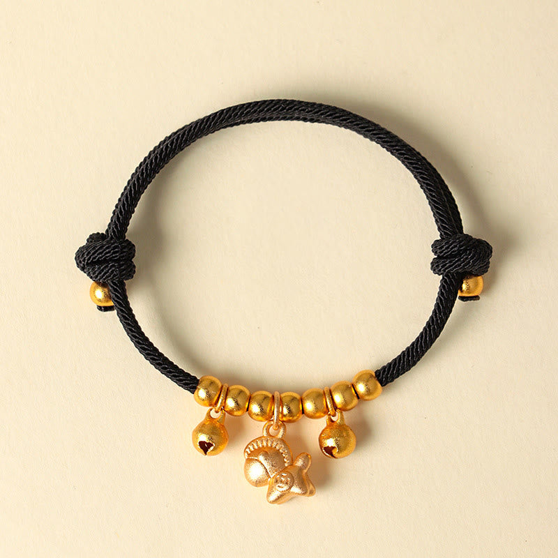 Armband Rote Schnur Kupfer Pferd – Glück & Stärke Gold Horse Black Rope
