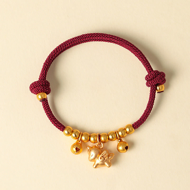 Armband Rote Schnur Kupfer Pferd – Glück & Stärke Gold Winged Horse Red Rope