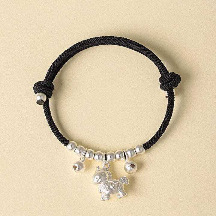 Armband Rote Schnur Kupfer Pferd – Glück & Stärke Silver Horned Horse Black Rope