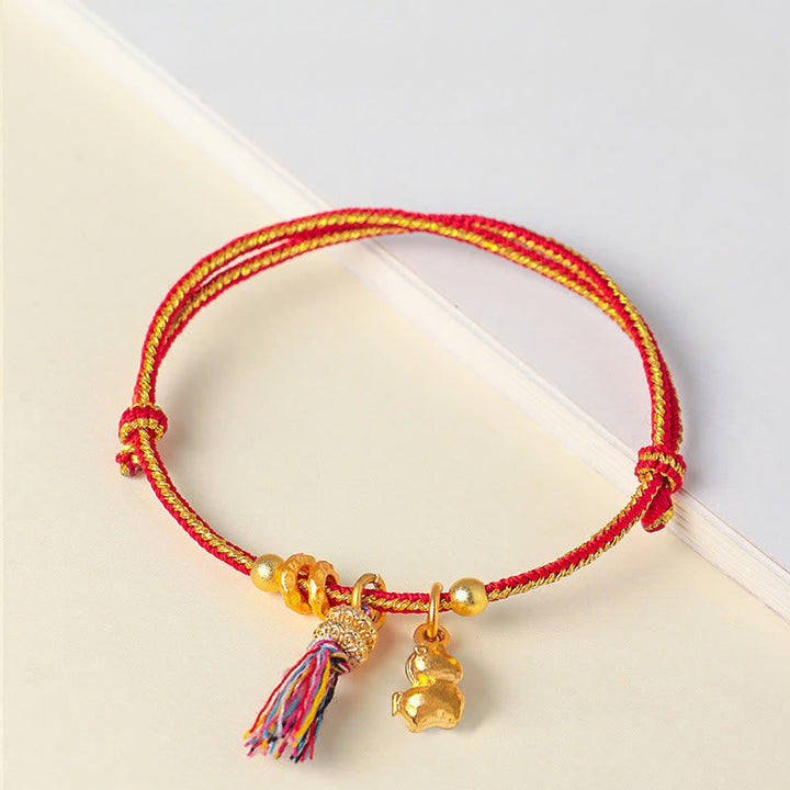 Armband Rote Schnur Legierung Pferd – Erfolg & Stärke Red&Yellow String(Wrist Circumference: 14-19cm)