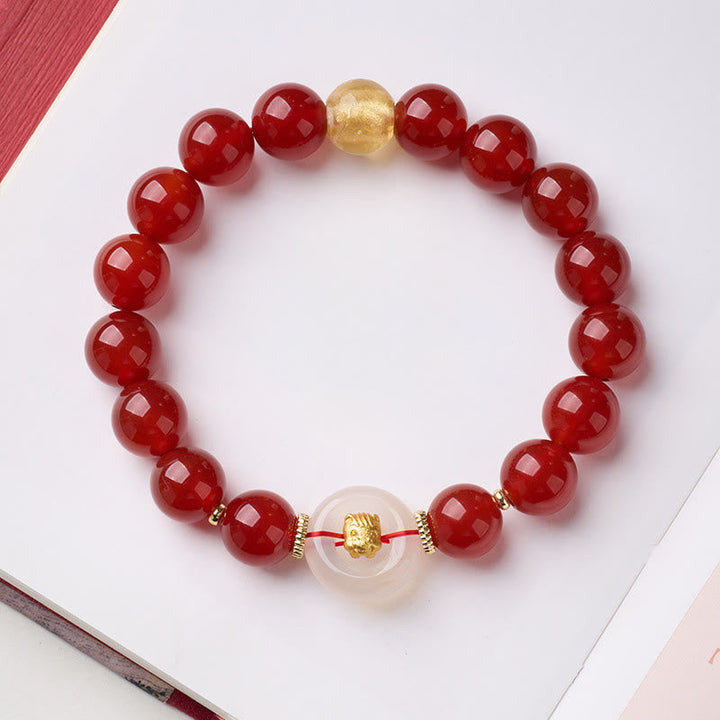 Armband Roter Achat Chalcedon Friedensschnalle – Selbstvertrauen Horse