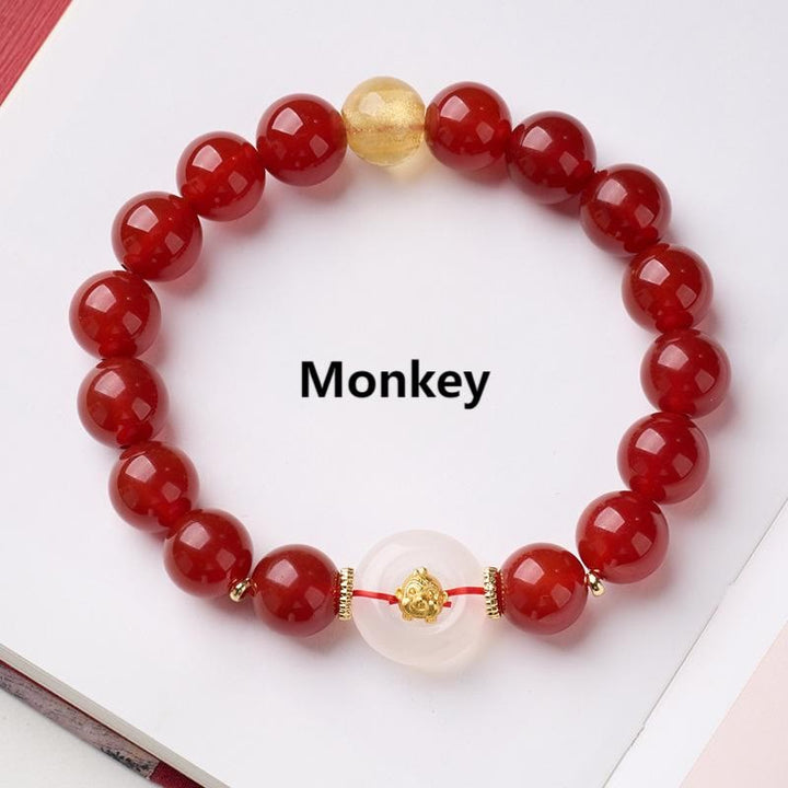 Armband Roter Achat Chalcedon Friedensschnalle – Selbstvertrauen Monkey
