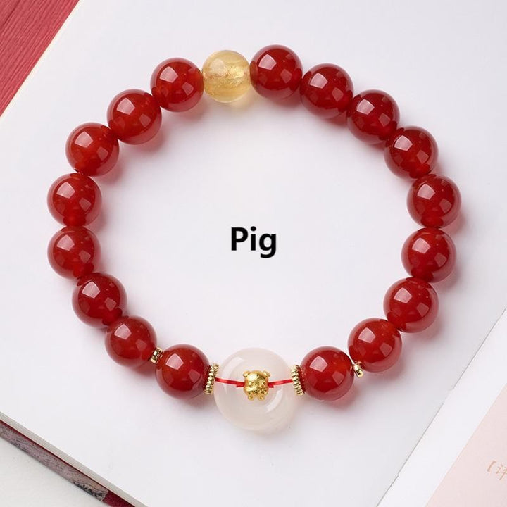Armband Roter Achat Chalcedon Friedensschnalle – Selbstvertrauen Pig