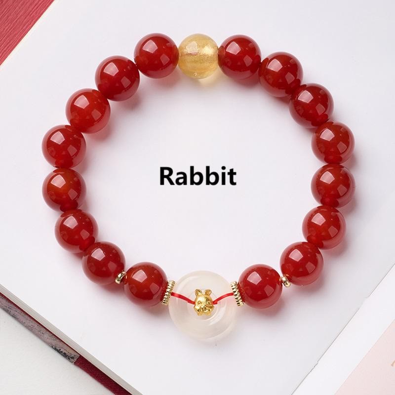Armband Roter Achat Chalcedon Friedensschnalle – Selbstvertrauen Rabbit