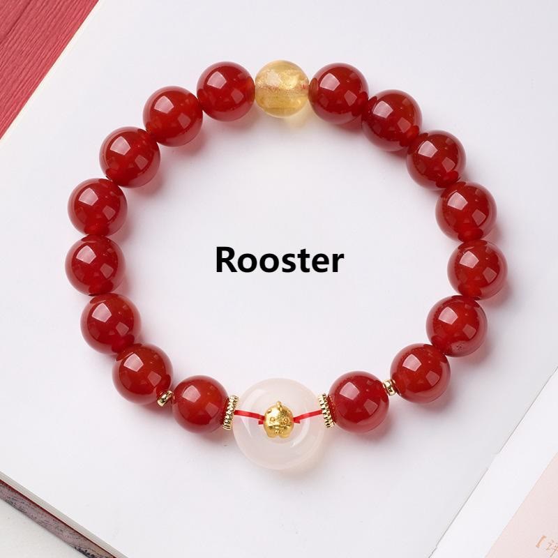 Armband Roter Achat Chalcedon Friedensschnalle – Selbstvertrauen Rooster
