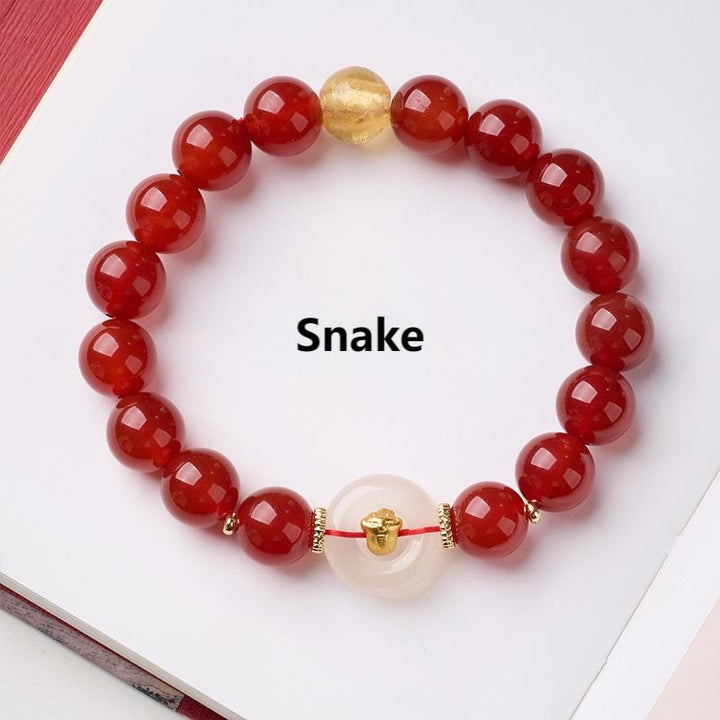 Armband Roter Achat Chalcedon Friedensschnalle – Selbstvertrauen Snake