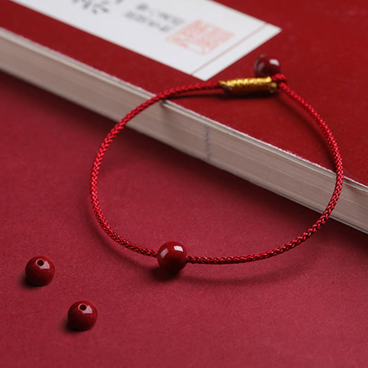 Armband Roter Achat Zinnober Segen rote Schnur Glücksperle Handgelenk Schutz