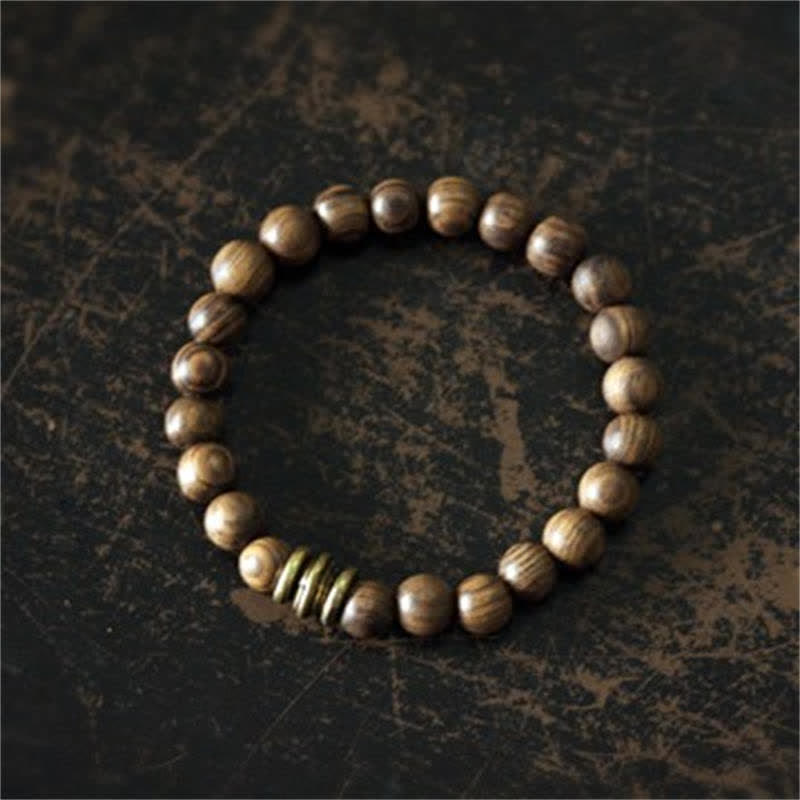 Armband Sandelholz Schutz Energie Holzperlen Messing Handgelenk Fengshui Naturholz