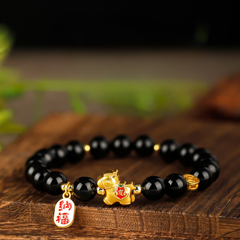 Armband Schwarzer Obsidian – Stärke Stärke