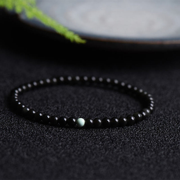 Armband Schwarzer Obsidian Türkis – Stärke