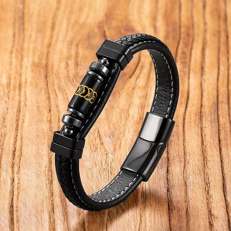 Armband Schwarzer Onyx Om Mani Padme Hum – Schutz & Balance Black Onyx Five coins