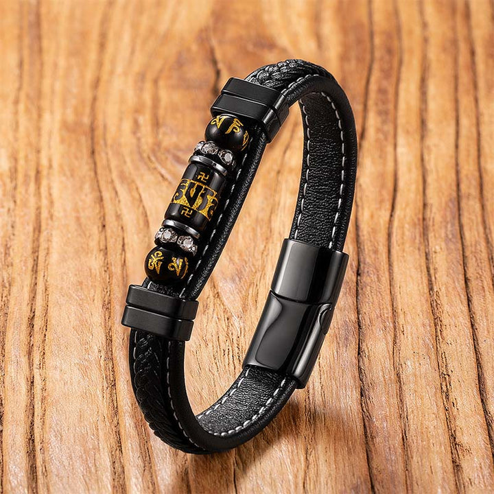 Armband Schwarzer Onyx Om Mani Padme Hum – Schutz & Balance Black Onyx Om Mani Padme Hum,