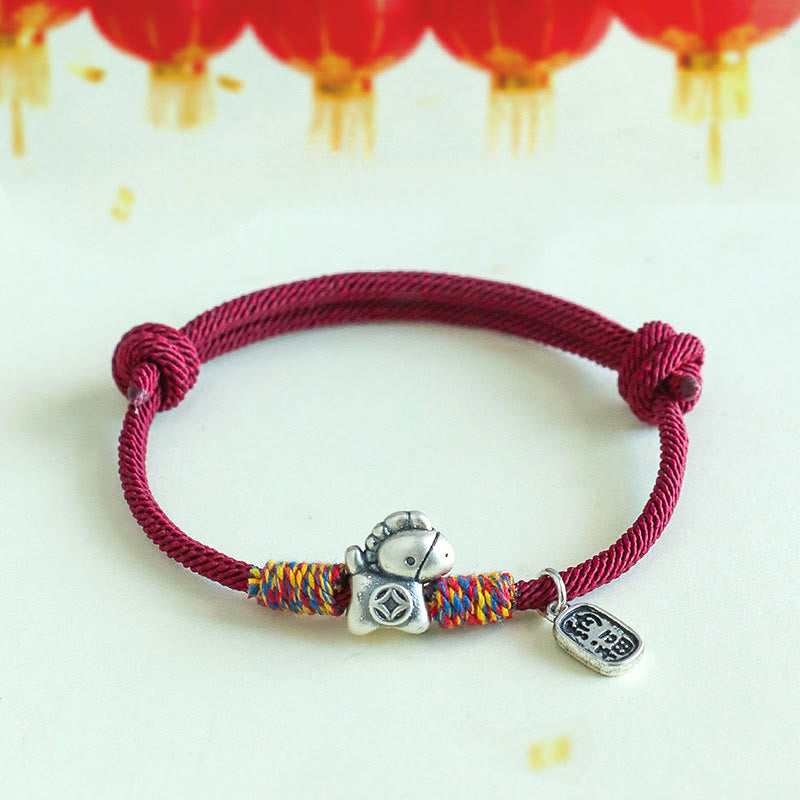 Armband Silber 999 Pferd-Motiv Fu-Zeichen – Glück & Wohlstand