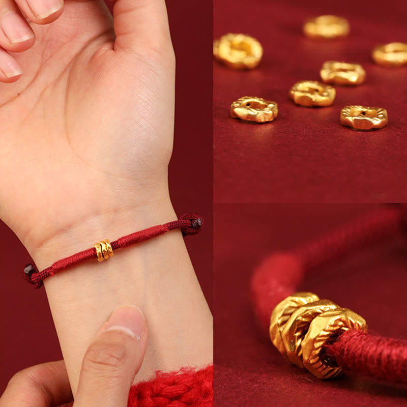 Armband 999 Gold Geflochten Rot – Glück am Handgelenk getragen Schutz