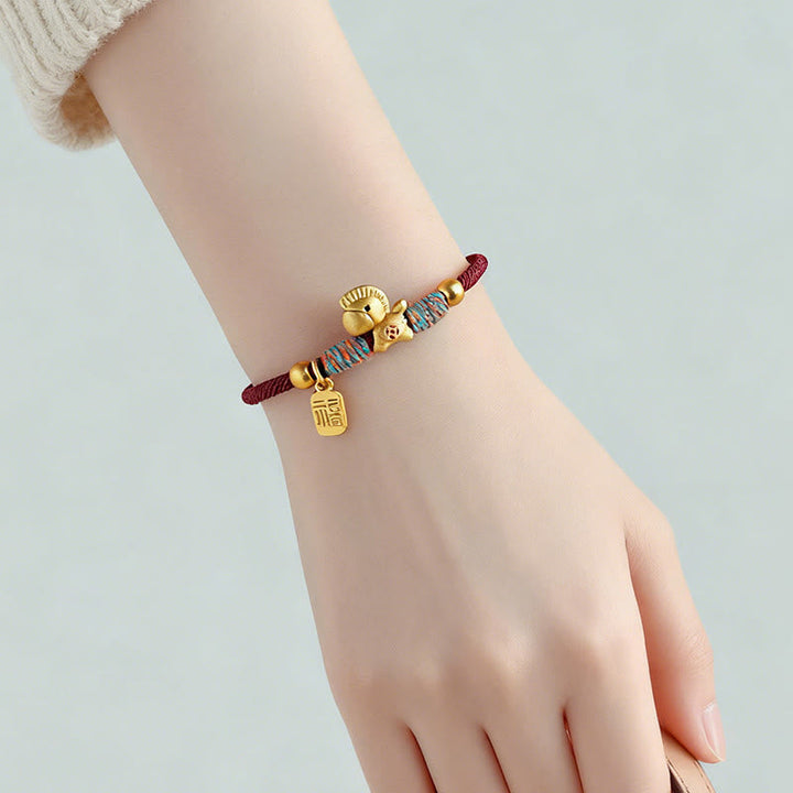 Armband 925 Silber Fu-Zeichen Jahr Des Pferdes goldenes Pferd Anhänger Handgelenk