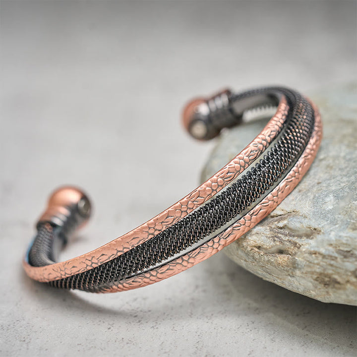 Armband Kupfer Blume Glück Balance Energie Geflecht Detail Handgelenk Schmuck