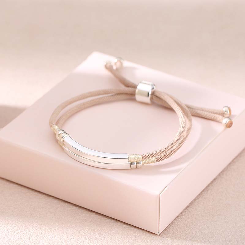 Armband Sterlingsilber Rote Schnur Beige(Bracelet Size 22cm)