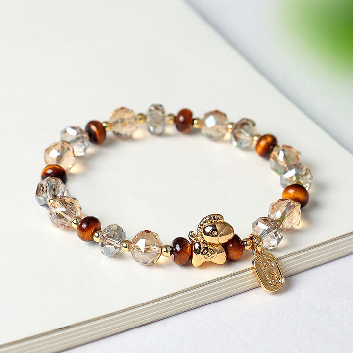 Armband Tigerauge Obsidian Pixiu Anhänger Glück Wohlstand Energie Kristallperlen