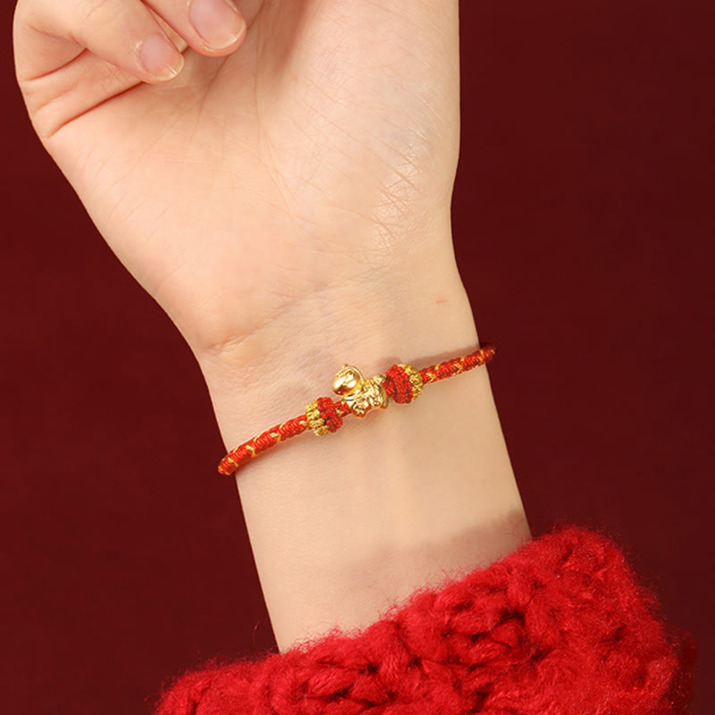 Armband 999 Gold Jahr Des Glück Energie rotes geflochtenes Schutzband Handgelenk