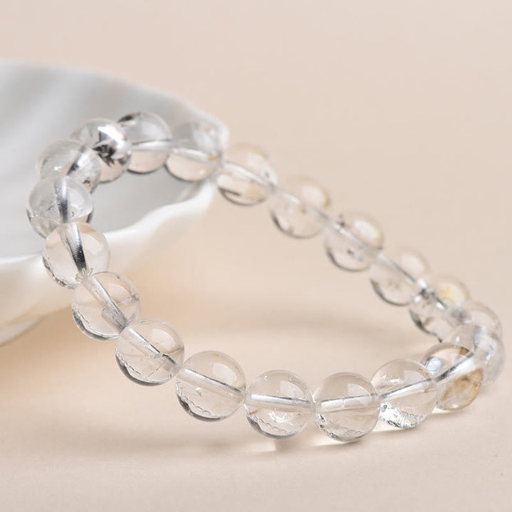 Armband Herkimer Diamant Schutz Meditation klare Kristallperlen auf Schale