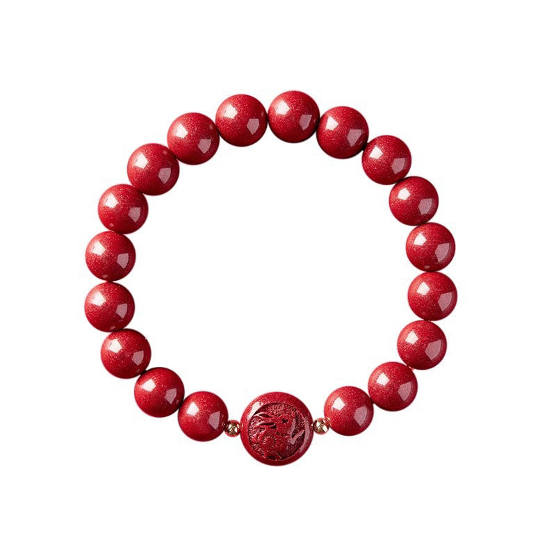 Armband Zinnober Chinesisches Tierkreis Frieden Segen rote Perlen geschnitzt