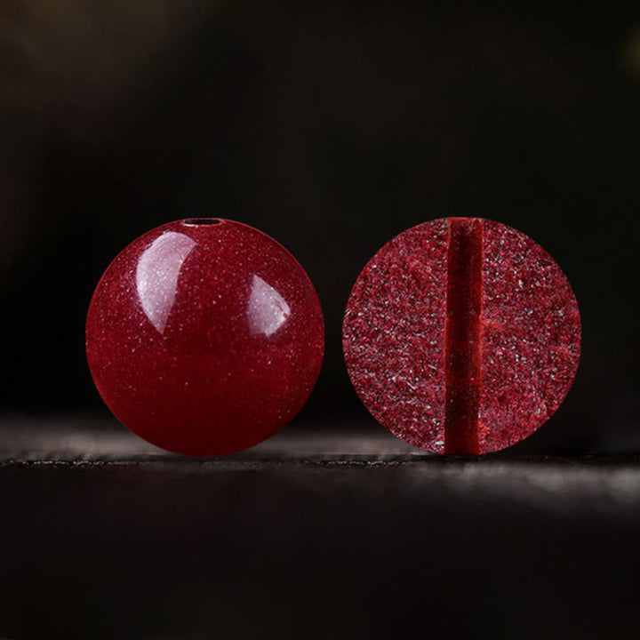 Armband Zinnober Pferd – Segen Perlen rote Cinnabar Detailansicht Schutz