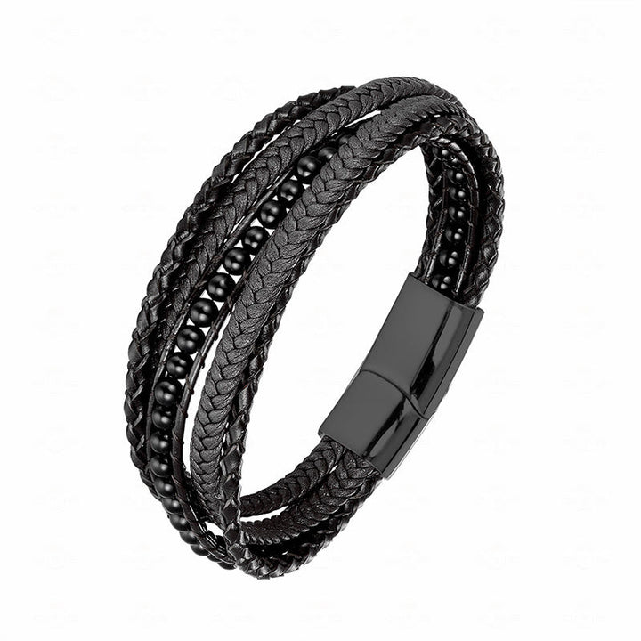 Armband Tigerauge Amazonit – Stärke Black Onyx Black Buckle