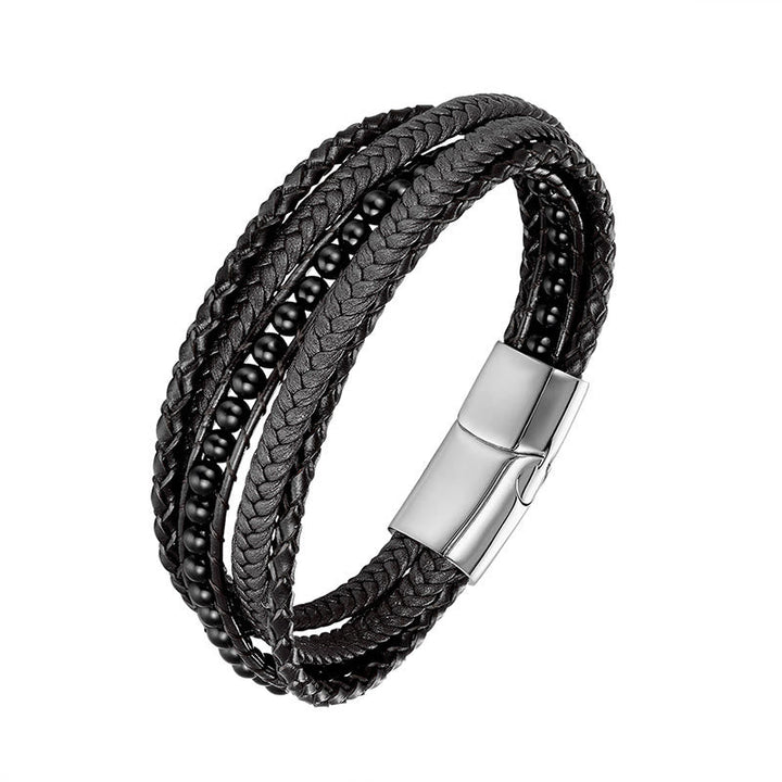 Armband Tigerauge Amazonit – Stärke Black Onyx Silver Buckle