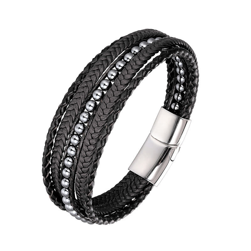 Armband Tigerauge Amazonit – Stärke Hematite Silver Buckle