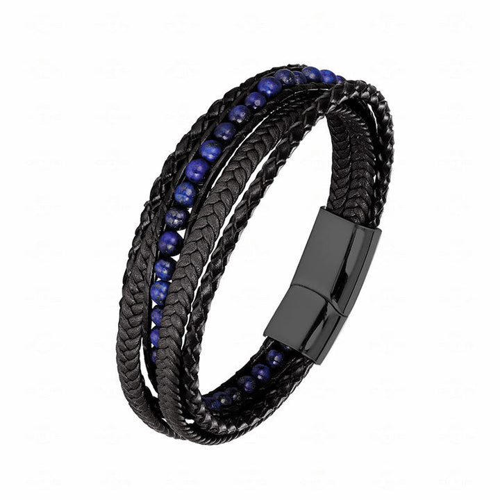 Armband Tigerauge Amazonit – Stärke Lazurite Black Buckle
